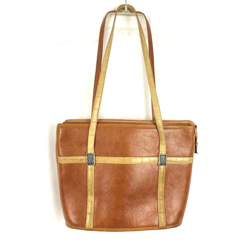 Brighton Brown Leather Tote Shoulder HandBag Purse Silver‎ Detail